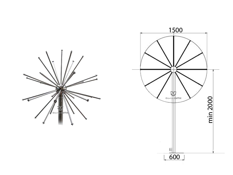 Фонтанная насадка FC "Водяная сфера" 1500 мм.