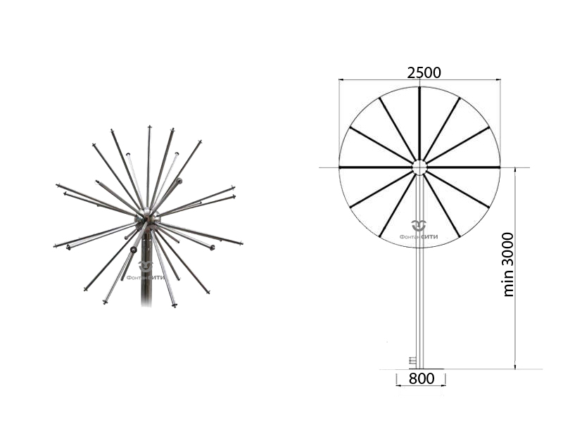 Фонтанная насадка FC "Водяная сфера" 2500 мм.