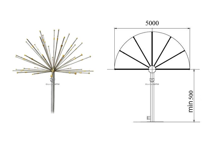 Фонтанная насадка FC "Водяная полусфера" 5000 мм.