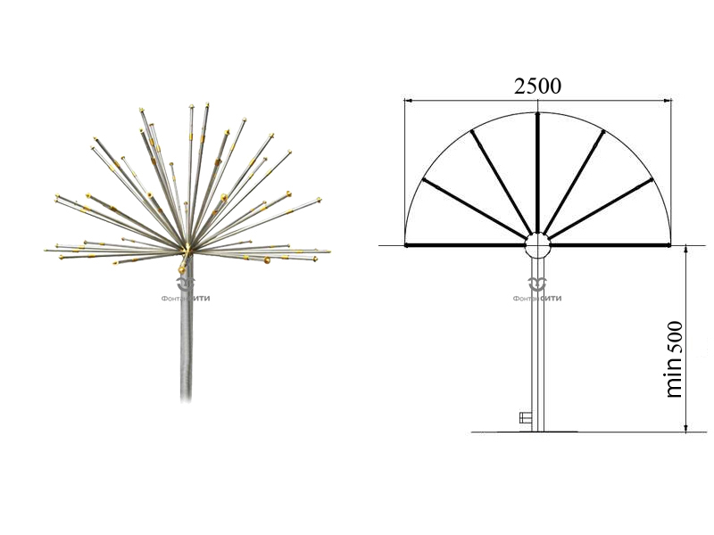 Фонтанная насадка FC "Водяная полусфера" 2500 мм.