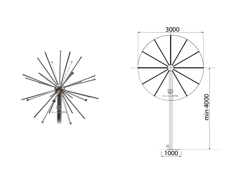 Фонтанная насадка FC "Водяная сфера" 3000 мм.