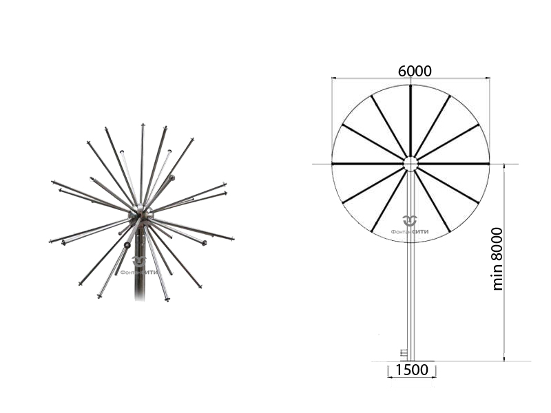 Фонтанная насадка FC "Водяная сфера" 6000 мм.