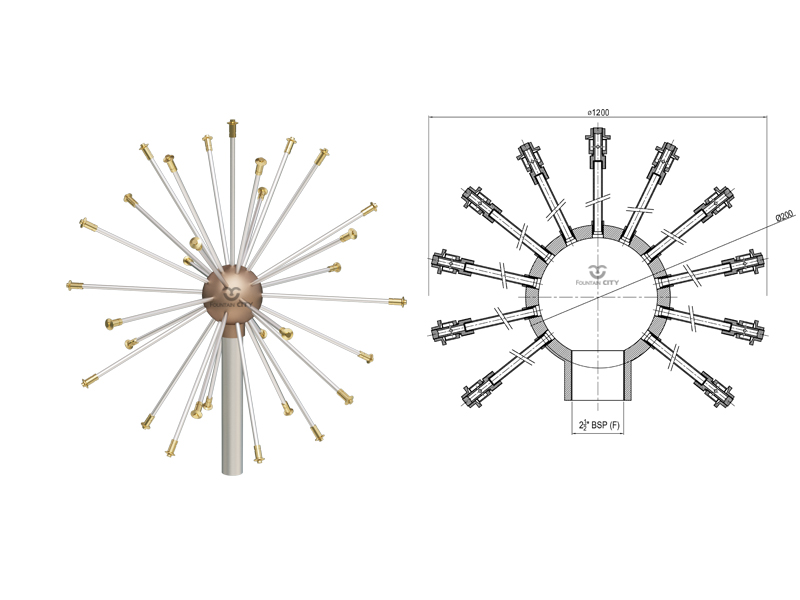 Фонтанная насадка FCI "Water sphere" 1200 мм.